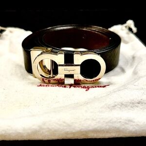 Salvatore Ferragamo Black and Gold Women's Belt